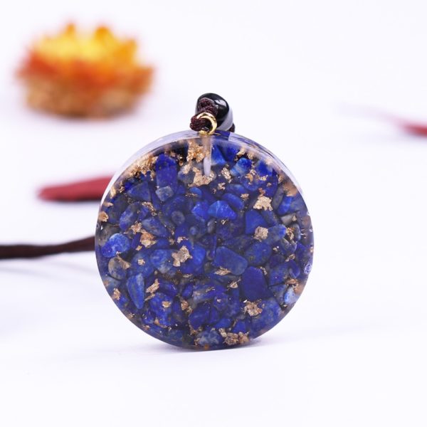 Lapis Lazuli Sacred Geometry Orgonite Pendant Necklace Rear View