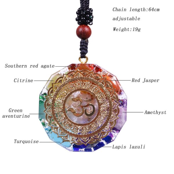 Om Symbol Chakra Healing Energy Orgonite Pendant Necklace Dimensions Diagram