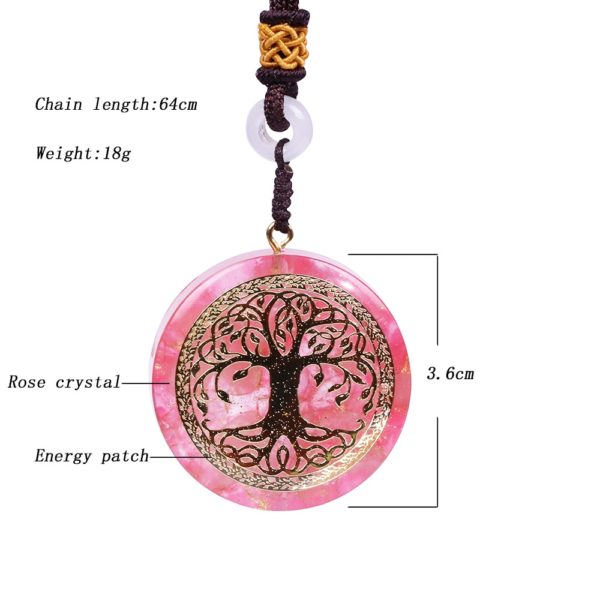 Tree Of Life Pink Crystal Healing Orgonite Pendant Necklace Dimensions Diagram