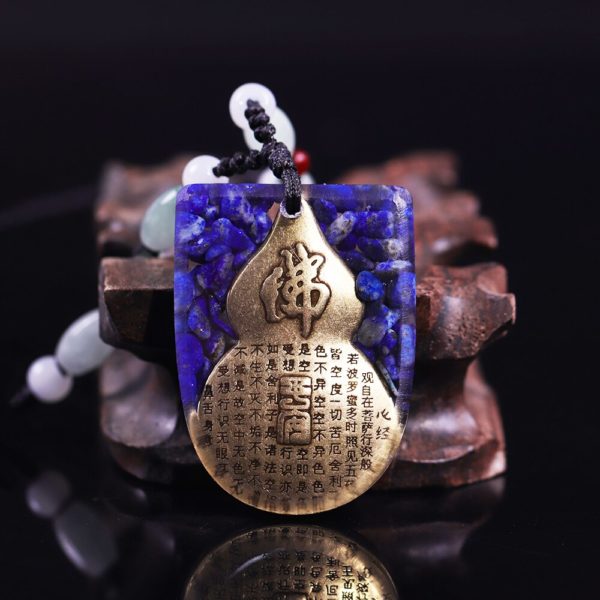 Copper Buddha Lapis Lazuli Energy Balancing Orgone Pendant Necklace Backside View