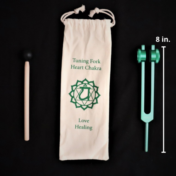 heart chakra tuning fork with carry bag display