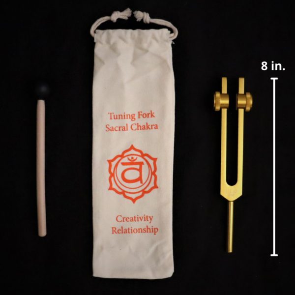sacral chakra tuning fork with carry bag display