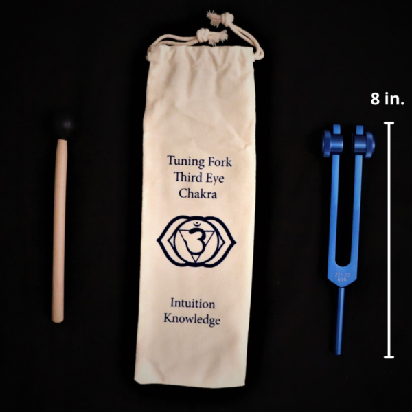 third eye chakra tuning fork with carry bag display