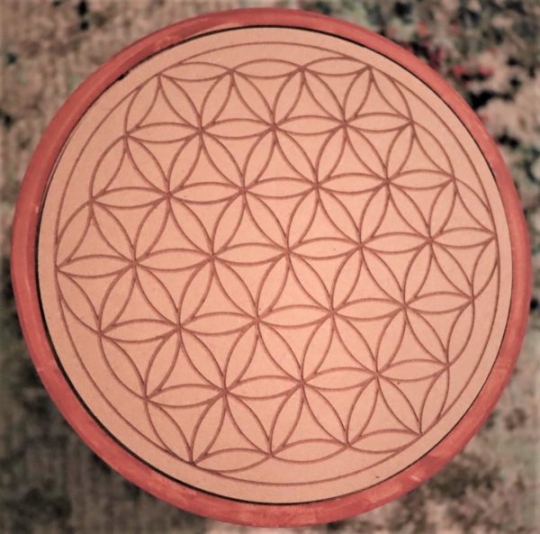 flower of life wood crystal grid angle view